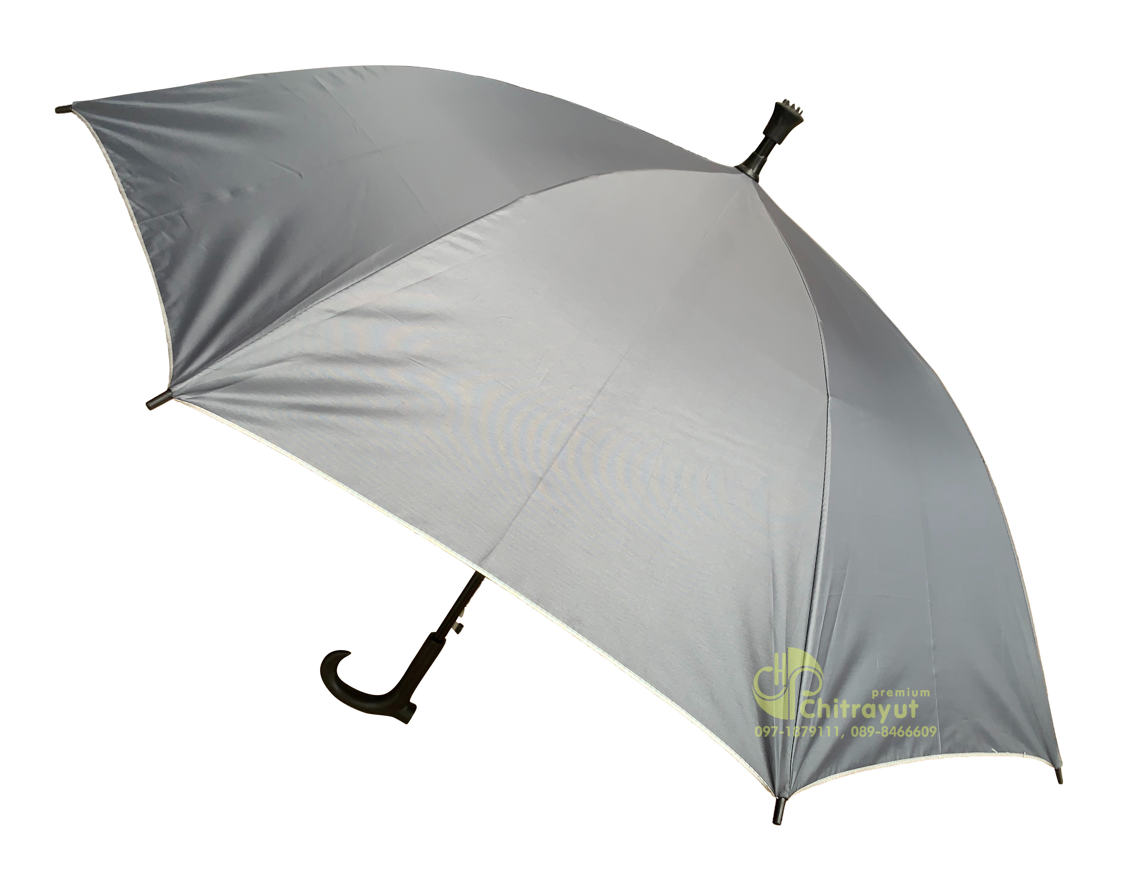 ร่ม 24 นิ้ว โครงเหล็กด้ามไม้เท้า สีพื้น