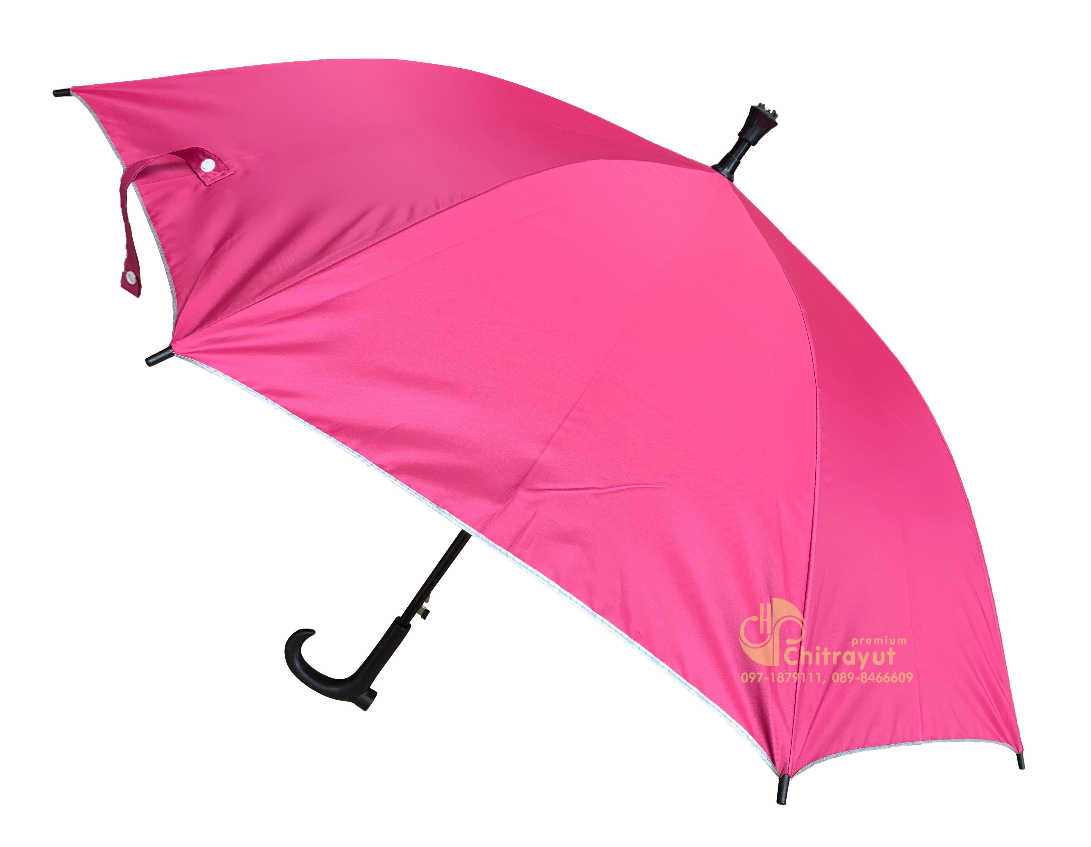 ร่ม 24 นิ้ว โครงเหล็กด้ามไม้เท้า สีพื้น